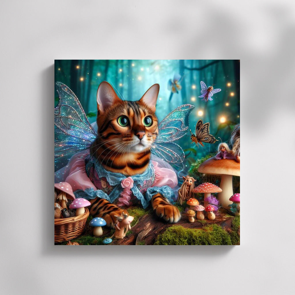 Bengal Cat in the Fairytale Forest: The Magic of Fairies and Mushrooms