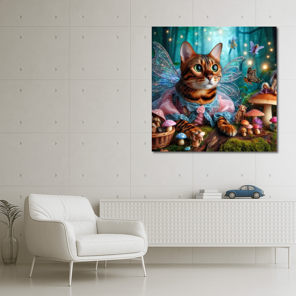 Bengal Cat in the Fairytale Forest: The Magic of Fairies and Mushrooms