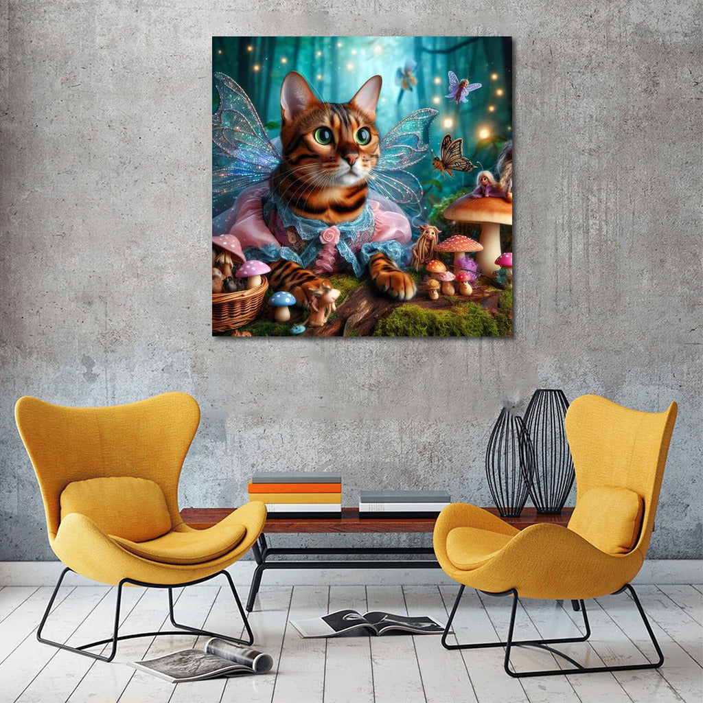 Bengal Cat in the Fairytale Forest: The Magic of Fairies and Mushrooms