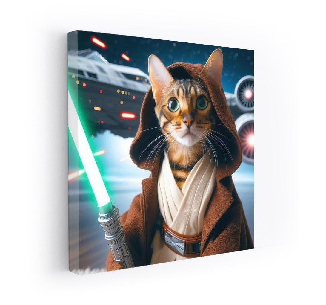 Bengal Cat Jedi with Laser Sword: Star Wars Space Battle