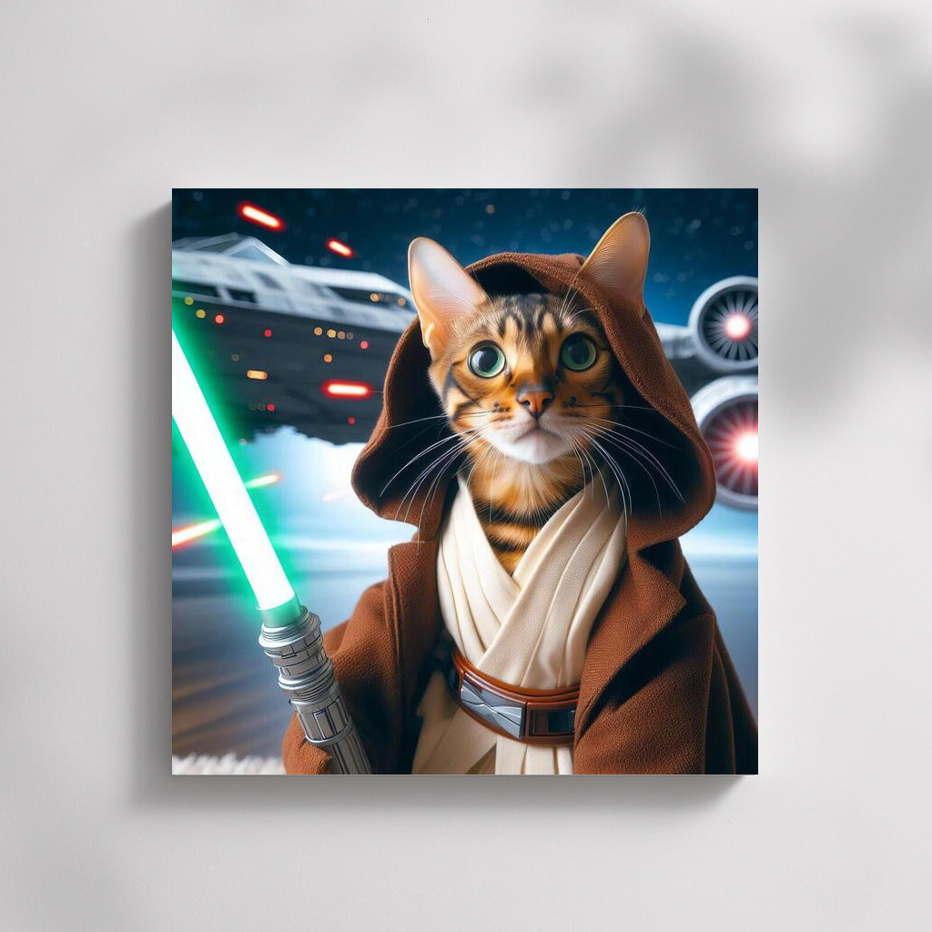 Bengal Cat Jedi with Laser Sword: Star Wars Space Battle