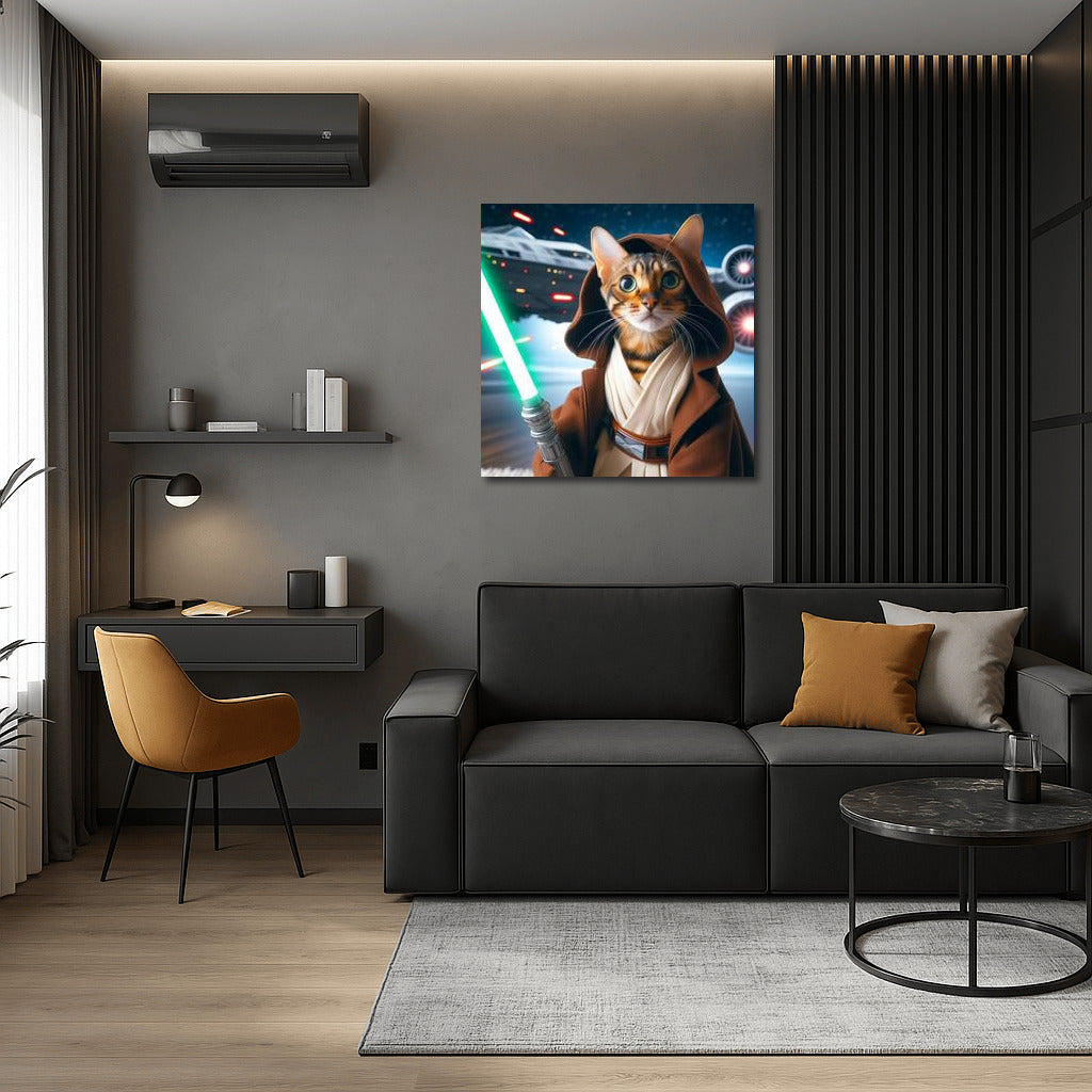Bengal Cat Jedi with Laser Sword: Star Wars Space Battle