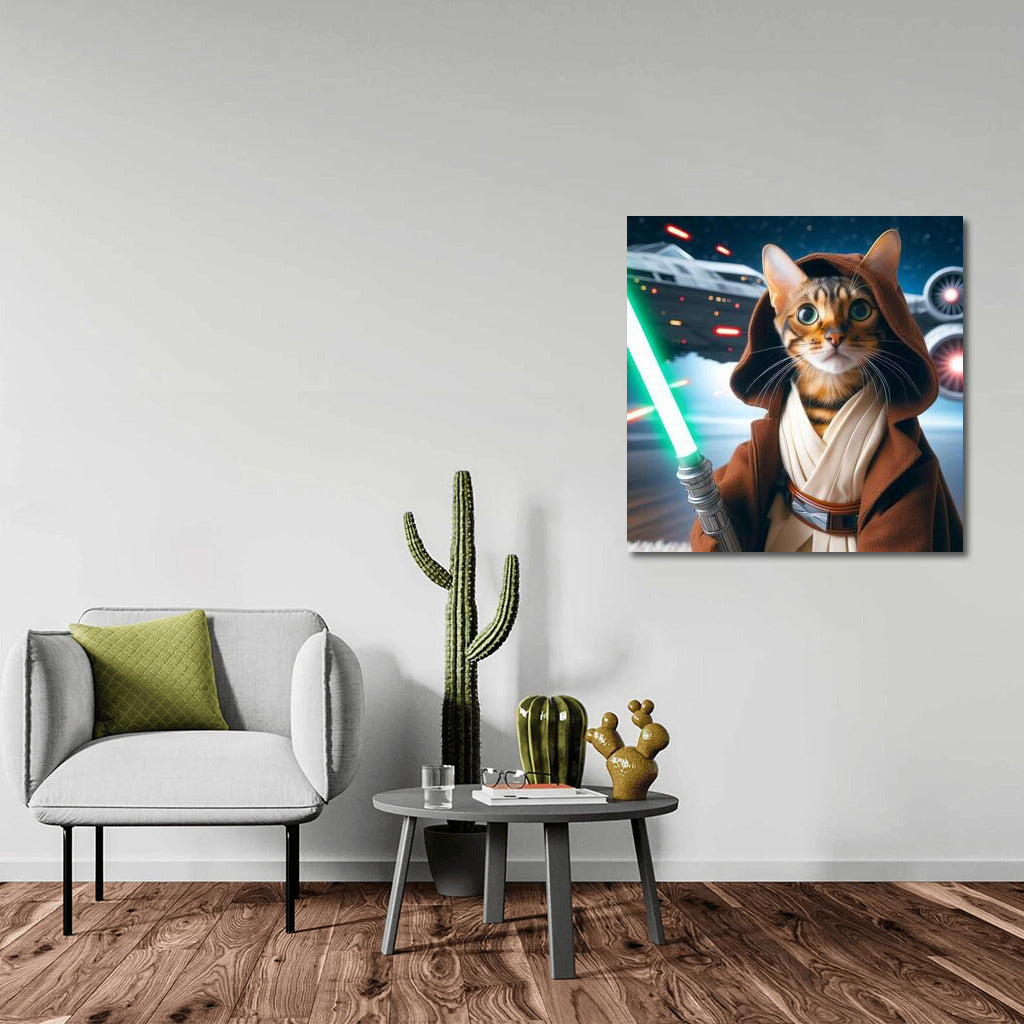 Bengal Cat Jedi with Laser Sword: Star Wars Space Battle
