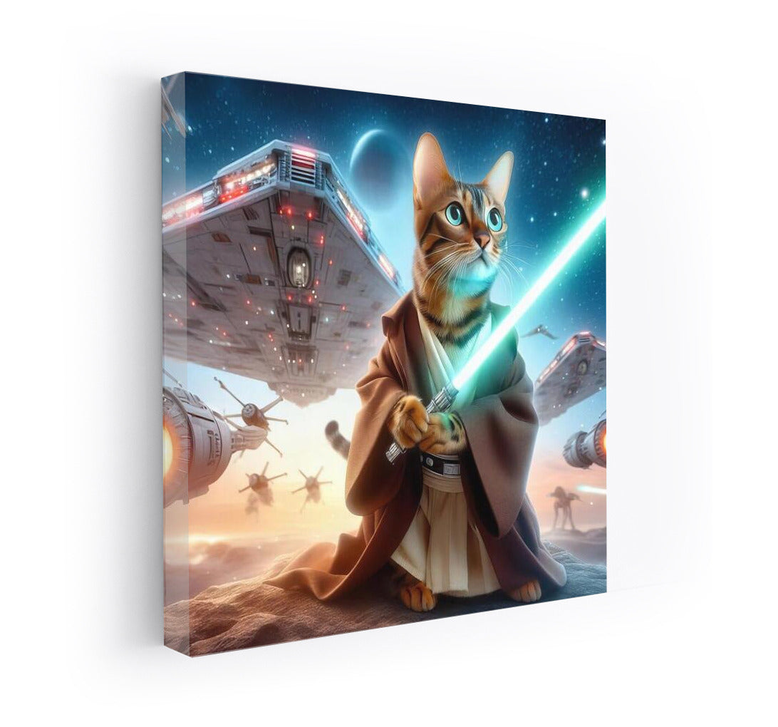 Bengal Cat Jedi with Laser Sword by Spaceship: Star Wars Adventures