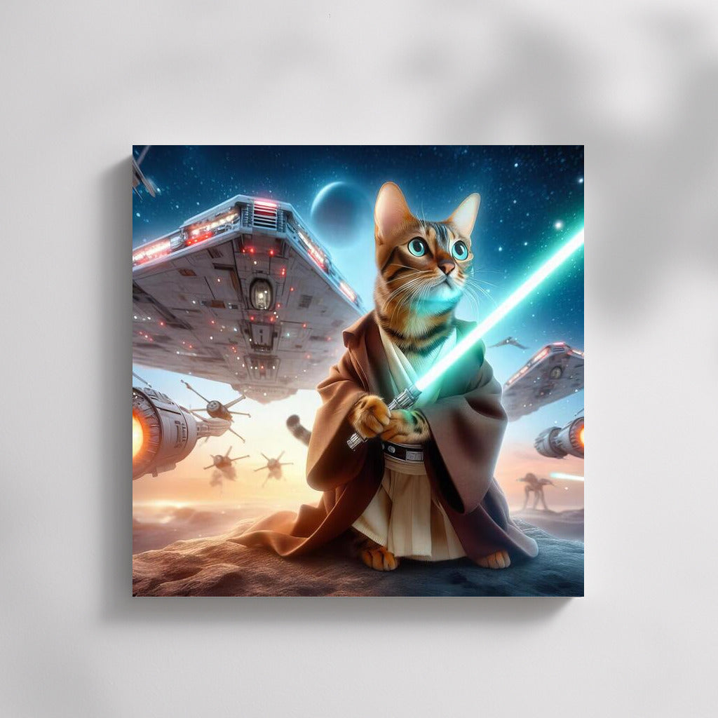 Bengal Cat Jedi with Laser Sword by Spaceship: Star Wars Adventures