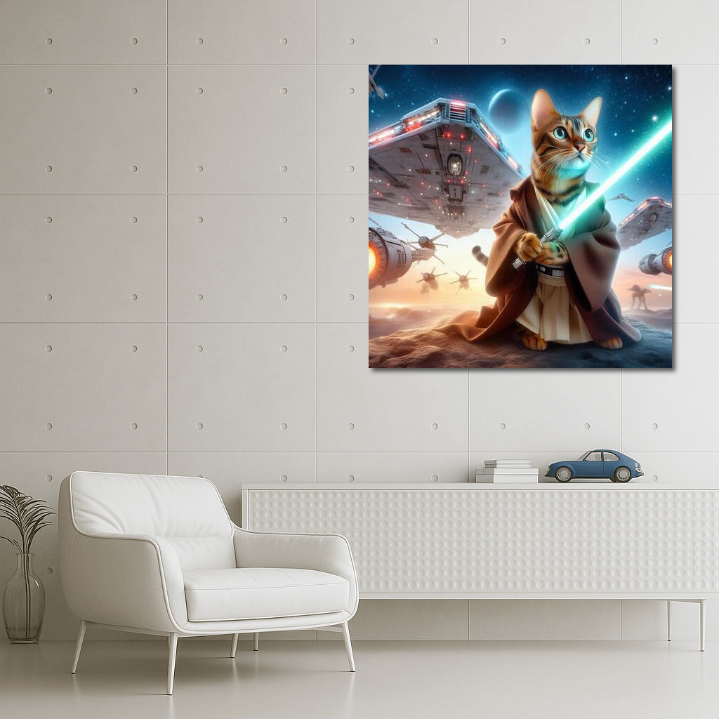 Bengal Cat Jedi with Laser Sword by Spaceship: Star Wars Adventures
