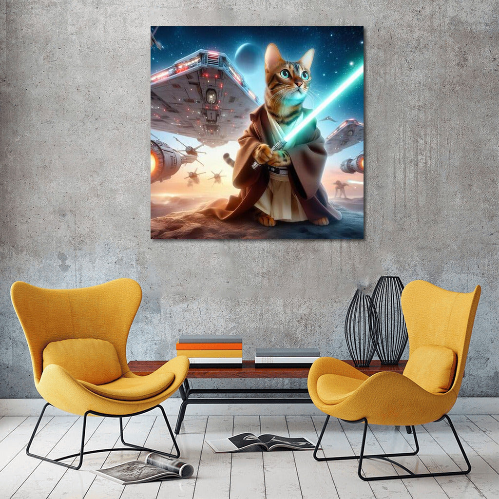 Bengal Cat Jedi with Laser Sword by Spaceship: Star Wars Adventures