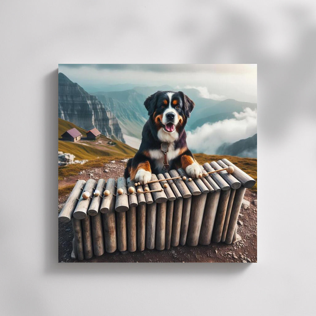 Bernese Mountain Dog and Dinosaur Bone Xylophone: A Musical Adventure