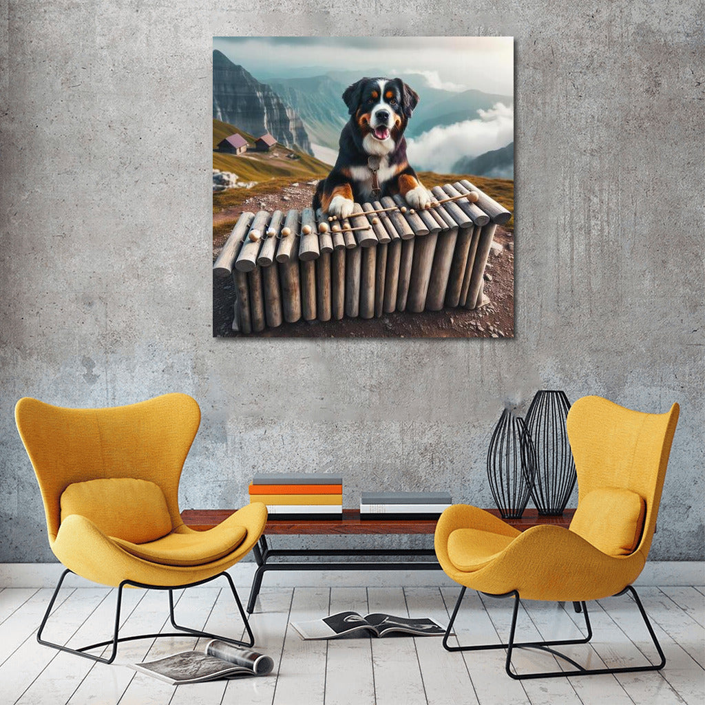 Bernese Mountain Dog and Dinosaur Bone Xylophone: A Musical Adventure
