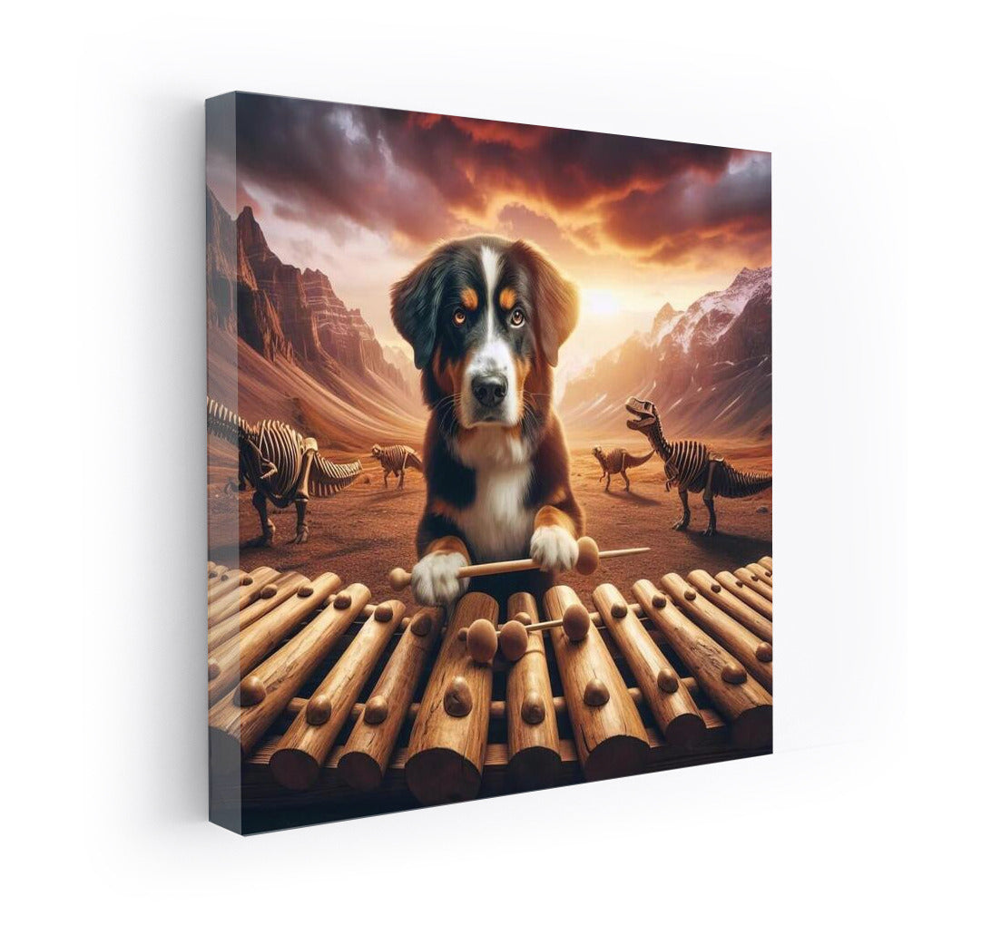 Bernese Mountain Dog and Dinosaur Bone Xylophone: A Musical Adventure
