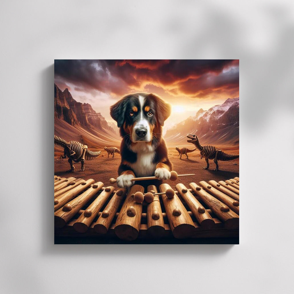 Bernese Mountain Dog and Dinosaur Bone Xylophone: A Musical Adventure