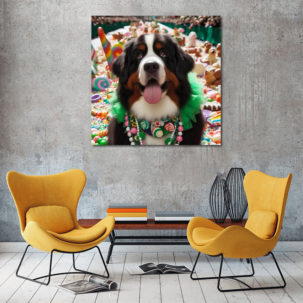 Bernese Mountain Dog in the Chocolate and Candy Parade: Sweet Fantasy for Your Interior