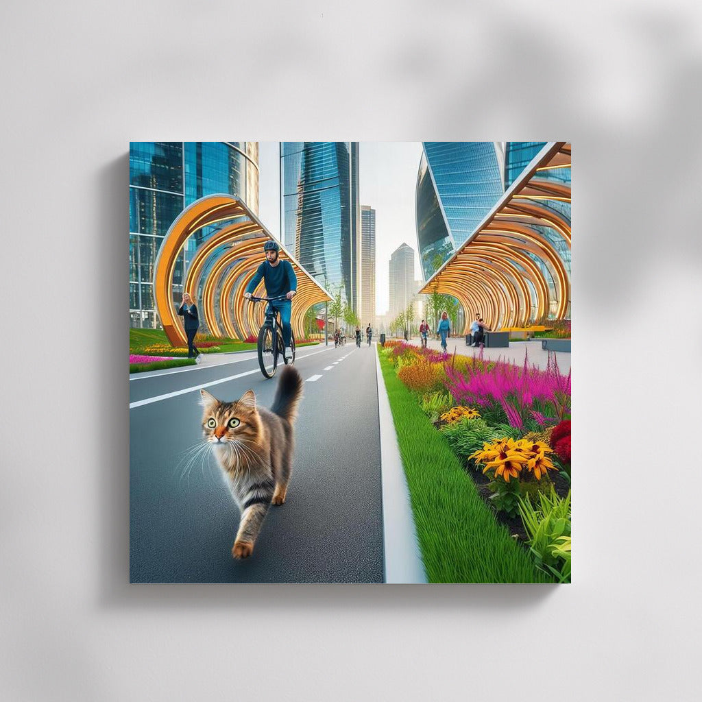 Cat-Athlete among Cyclists in the Park of the Future