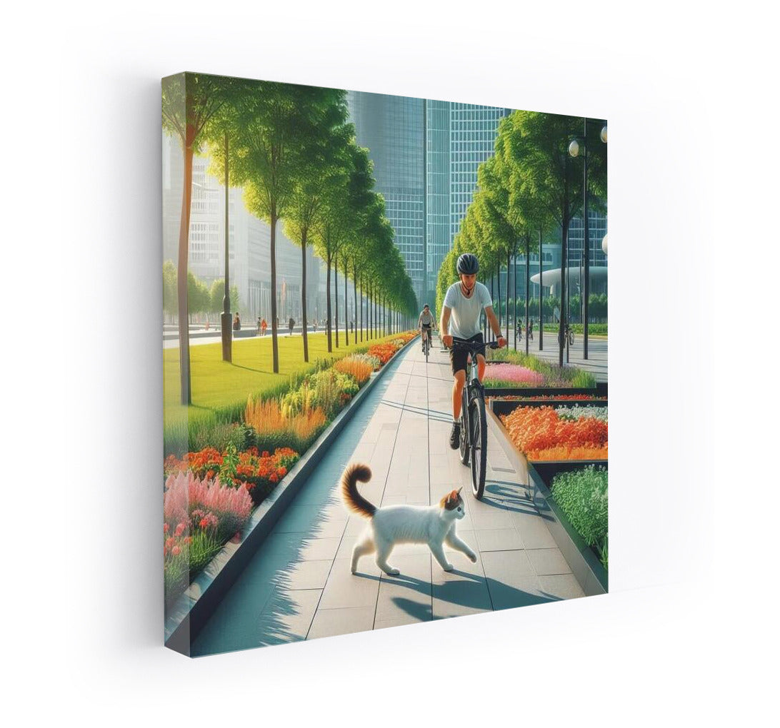 Bike ride with a cat in the Flower Park