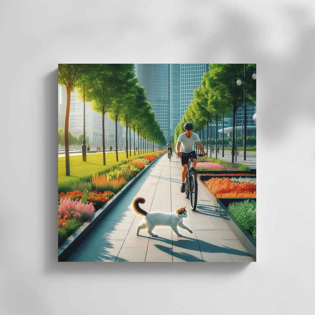 Bike ride with a cat in the Flower Park