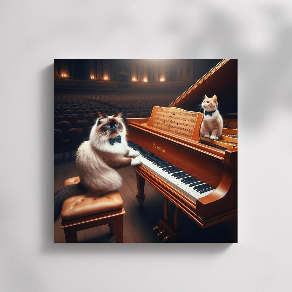 Burmese Cat: Symphony on the Grand Piano in the Concert Hall