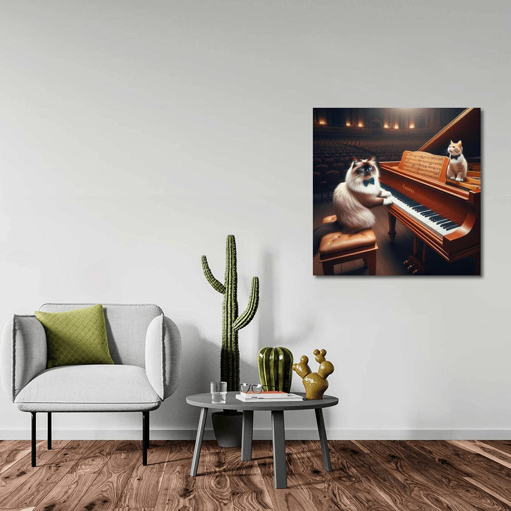 Burmese Cat: Symphony on the Grand Piano in the Concert Hall
