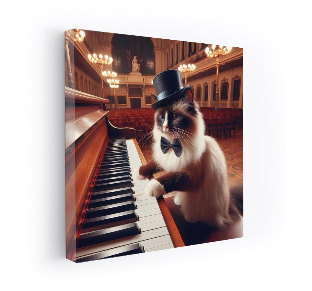 Virtuoso Burmese Cat on Concert Hall Stage