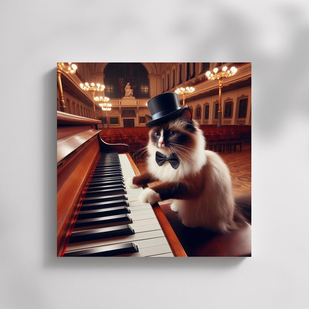 Virtuoso Burmese Cat on Concert Hall Stage