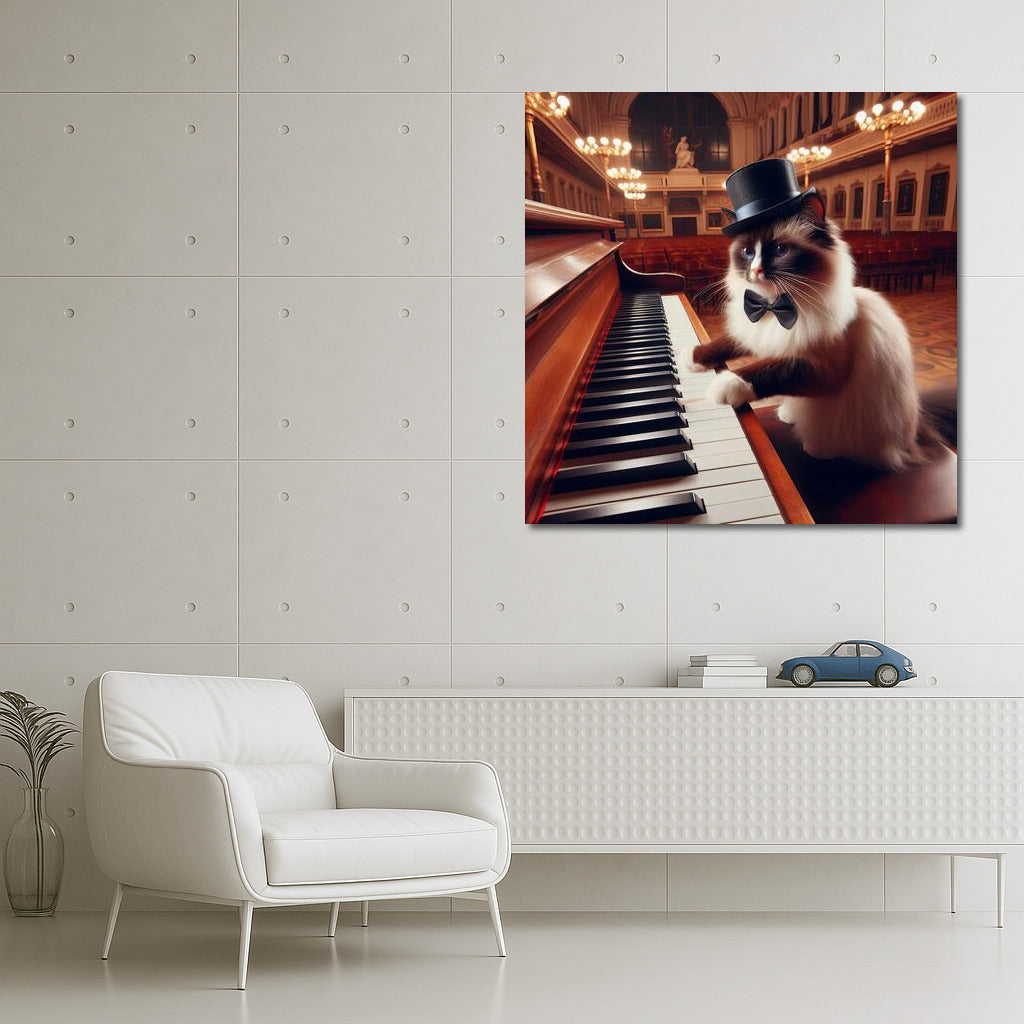 Virtuoso Burmese Cat on Concert Hall Stage