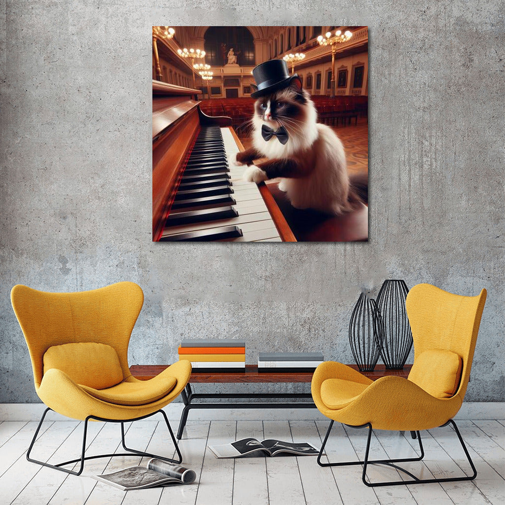 Virtuoso Burmese Cat on Concert Hall Stage