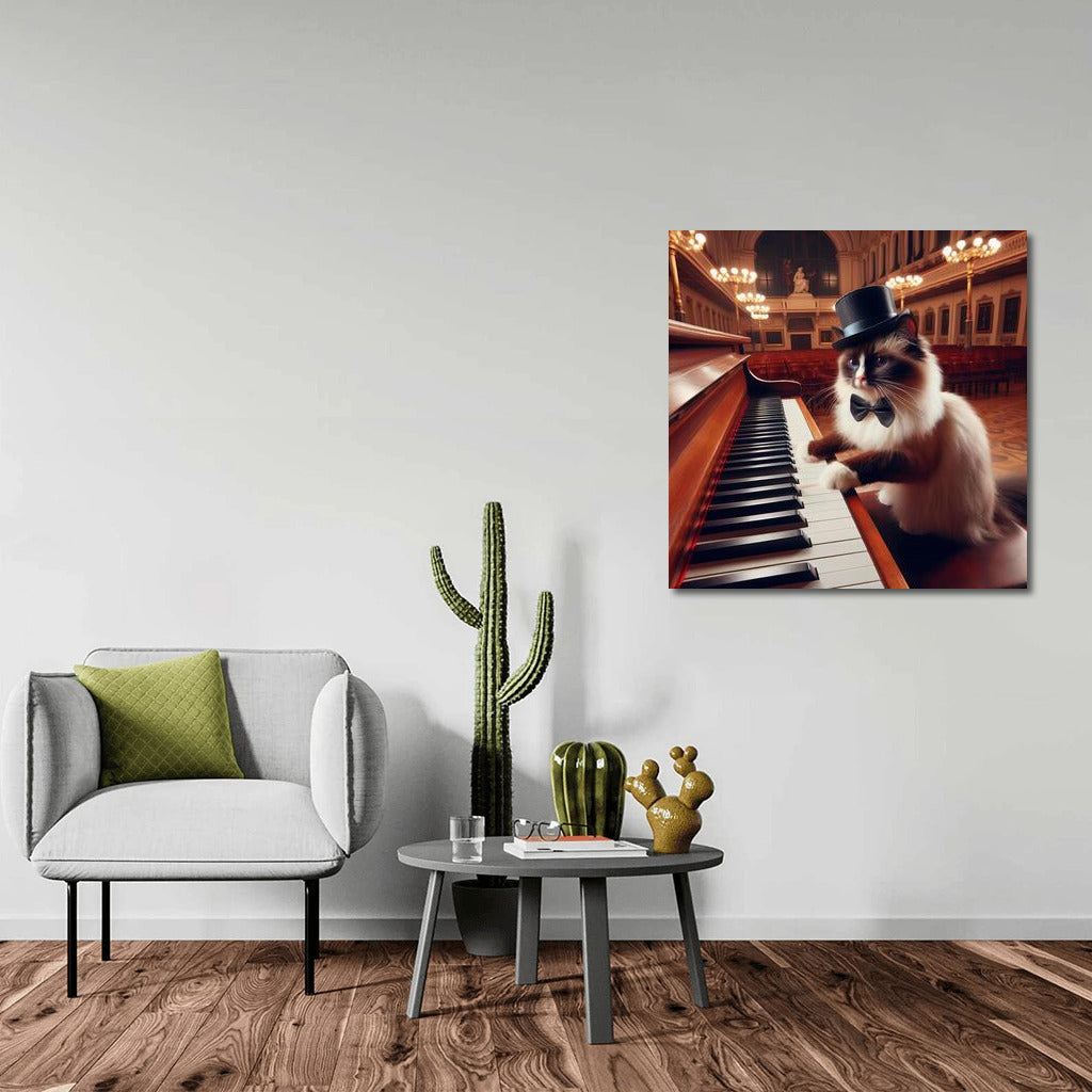 Virtuoso Burmese Cat on Concert Hall Stage