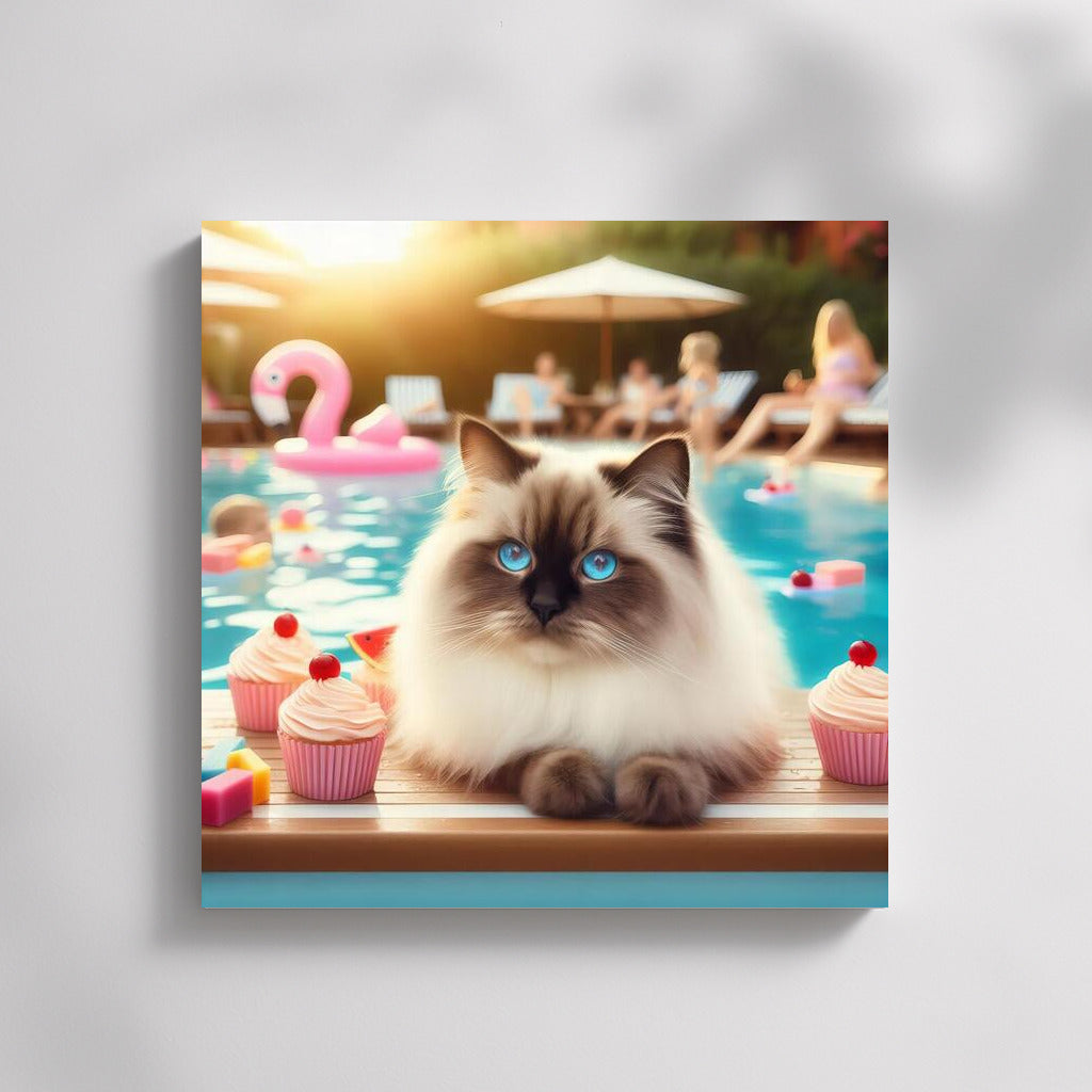 Birman Cat at Pool Party: Joy and Comfort
