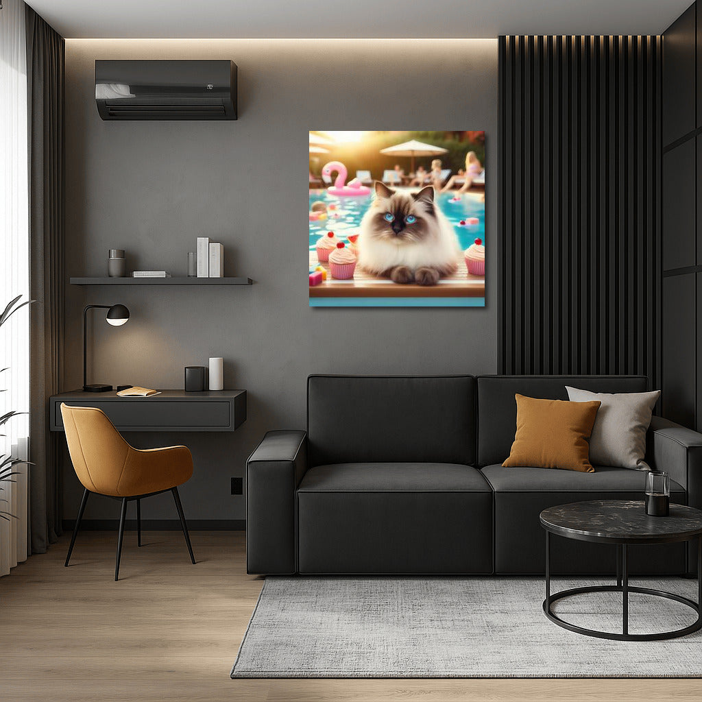 Birman Cat at Pool Party: Joy and Comfort