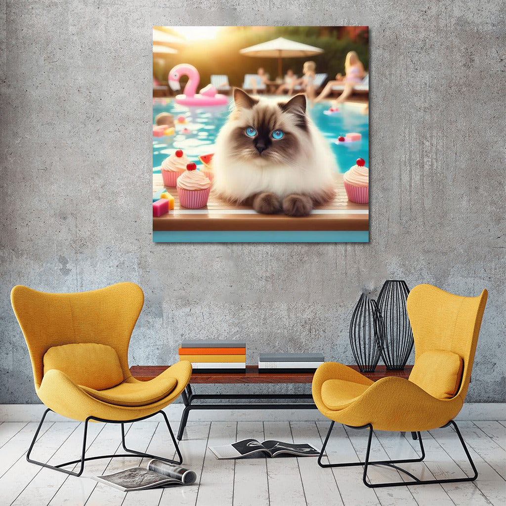 Birman Cat at Pool Party: Joy and Comfort
