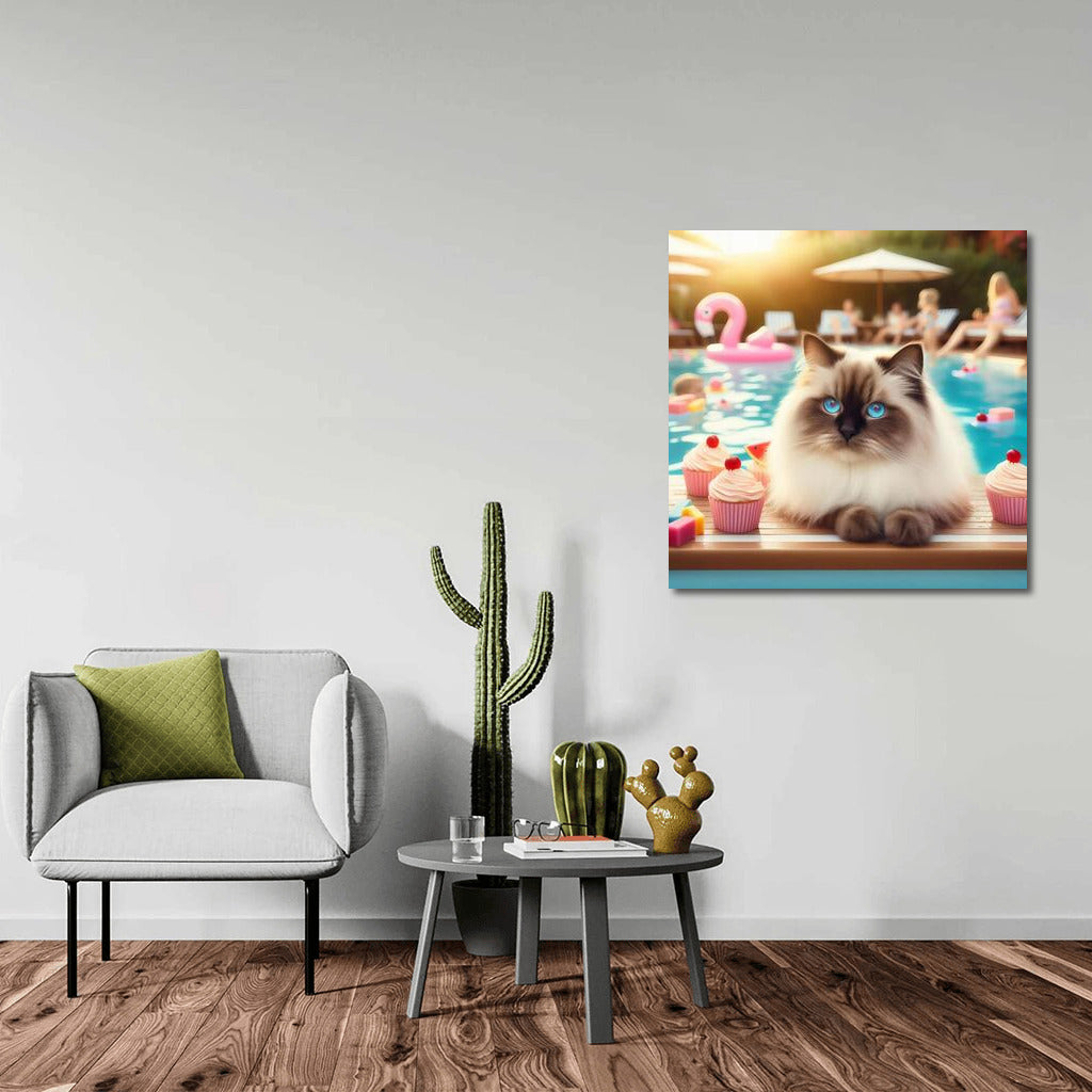 Birman Cat at Pool Party: Joy and Comfort