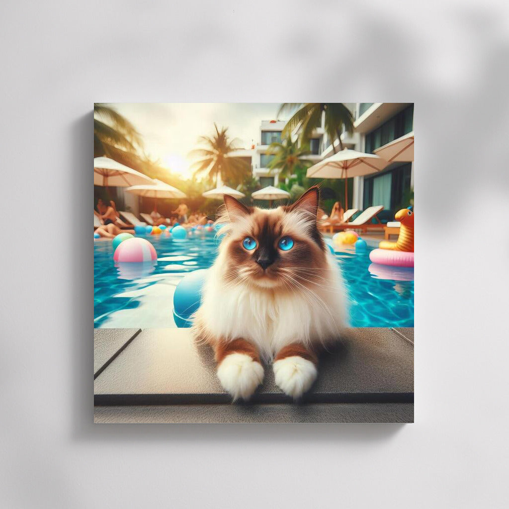 Burmese Cat by the Pool: Elegance and Style