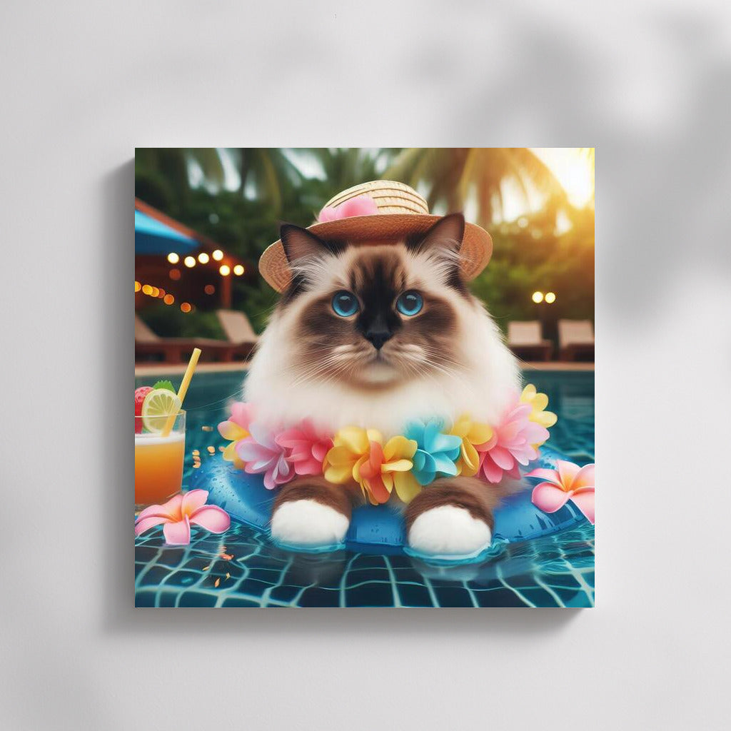 Birman at a Beach Party: The Cat in the Hat by the Pool