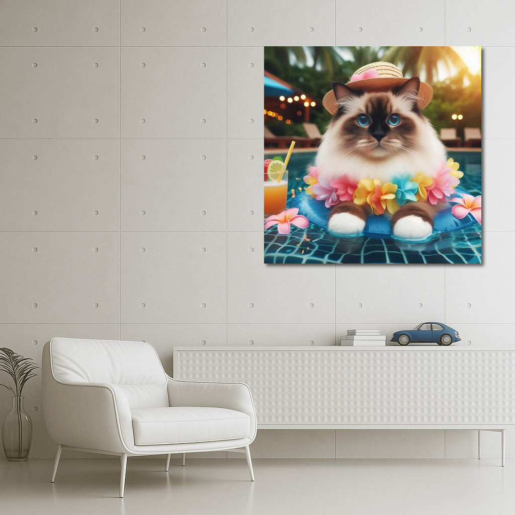 Birman at a Beach Party: The Cat in the Hat by the Pool
