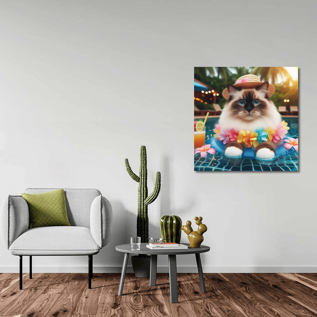 Birman at a Beach Party: The Cat in the Hat by the Pool