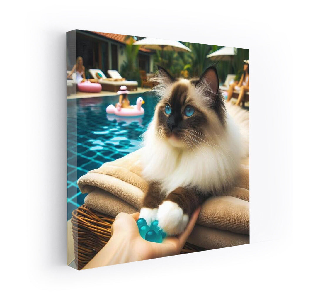 Birman Cat at Pool Party: Style and Comfort for Your Interior
