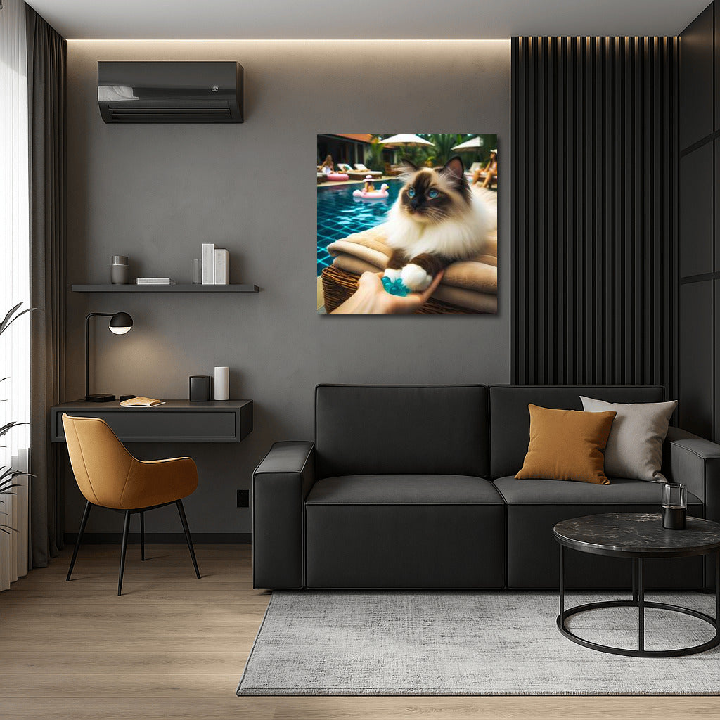 Birman Cat at Pool Party: Style and Comfort for Your Interior