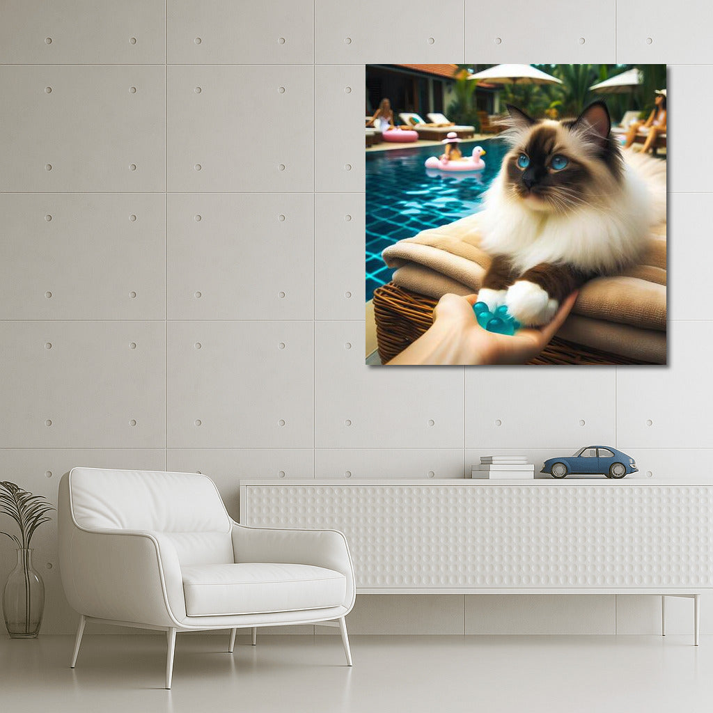 Birman Cat at Pool Party: Style and Comfort for Your Interior
