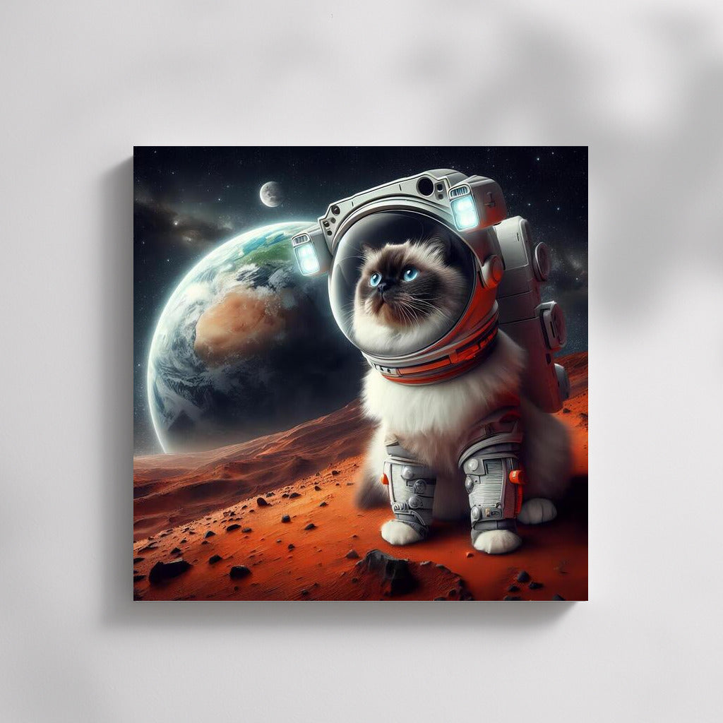 Burmese Cat Astronaut on Mars: A Cosmic View of Earth