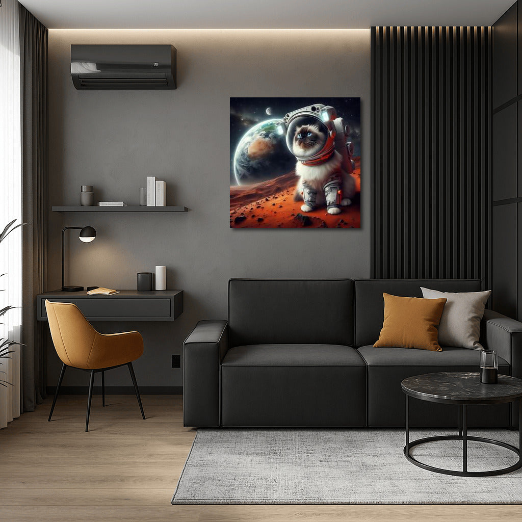 Burmese Cat Astronaut on Mars: A Cosmic View of Earth