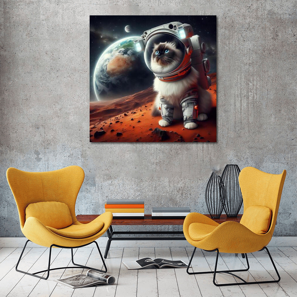 Burmese Cat Astronaut on Mars: A Cosmic View of Earth
