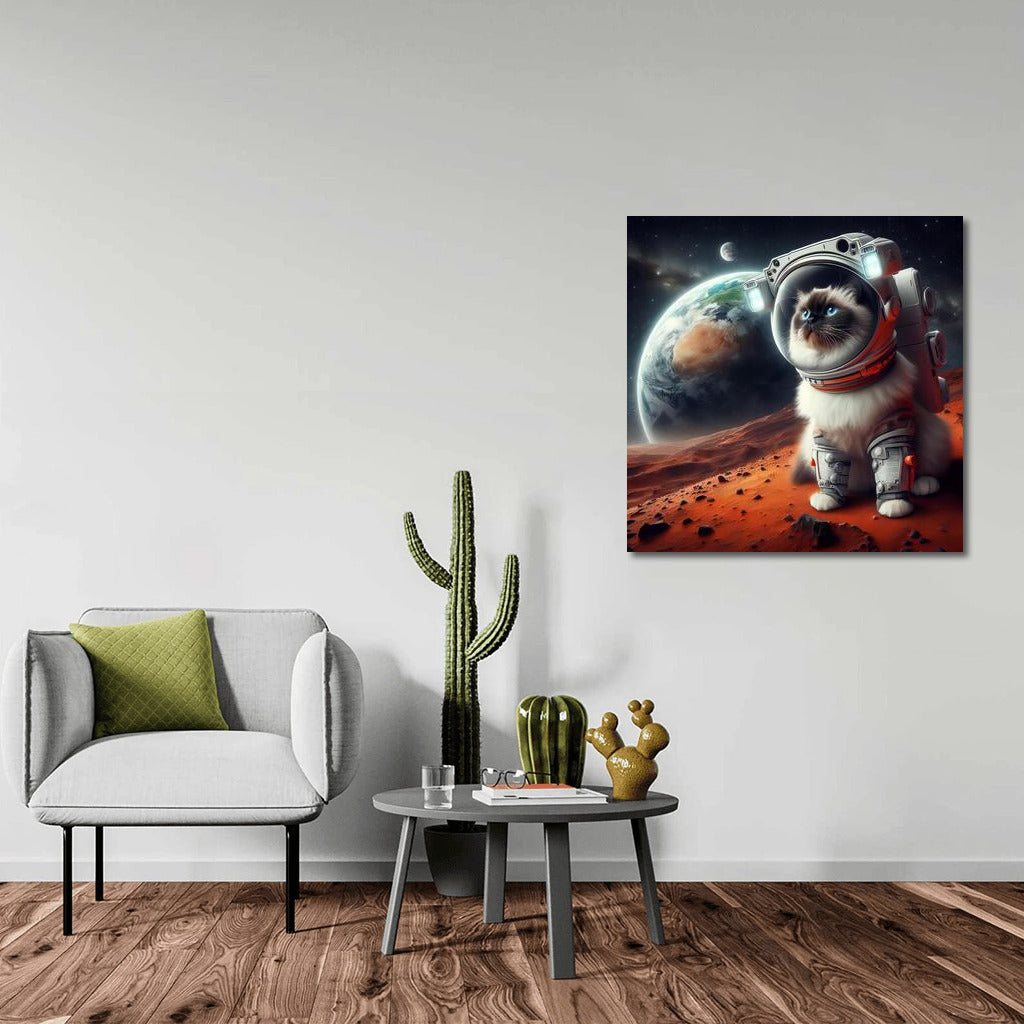 Burmese Cat Astronaut on Mars: A Cosmic View of Earth