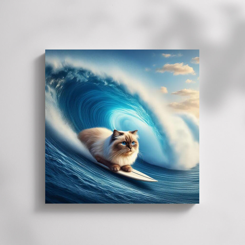 Burmese Cat Giant Wave Surfer: Surfing Adventure