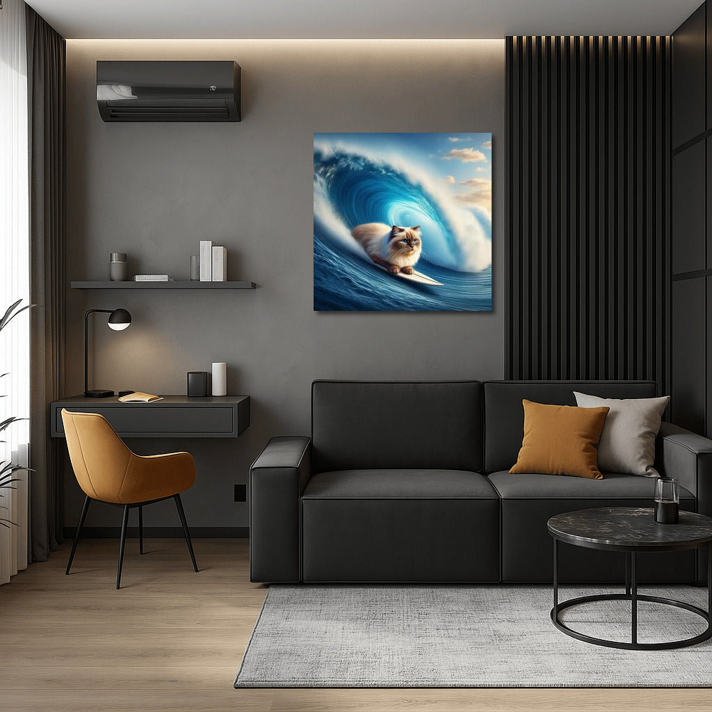 Burmese Cat Giant Wave Surfer: Surfing Adventure