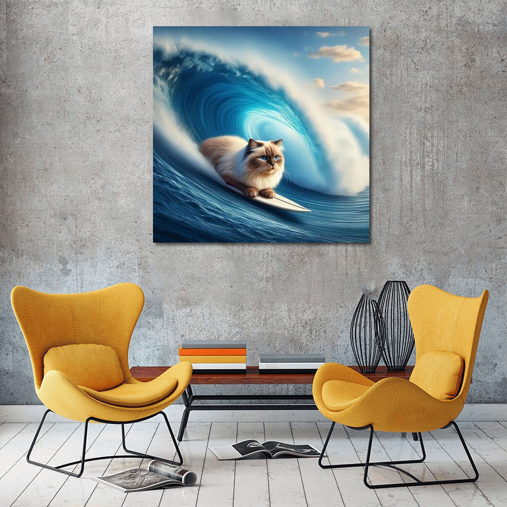 Burmese Cat Giant Wave Surfer: Surfing Adventure