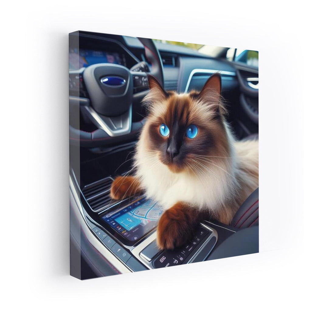 Burmese Cat in the Car of the Future: Futuristic Voyage