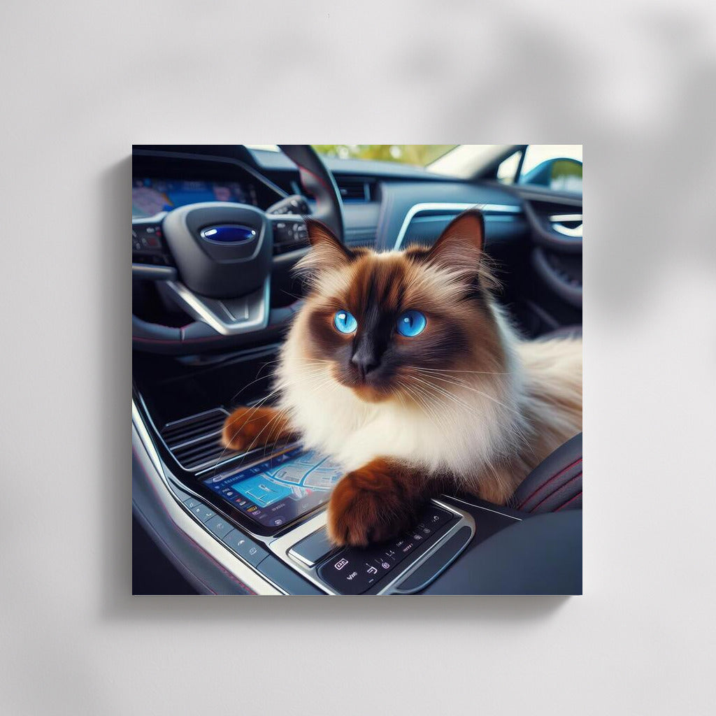 Burmese Cat in the Car of the Future: Futuristic Voyage