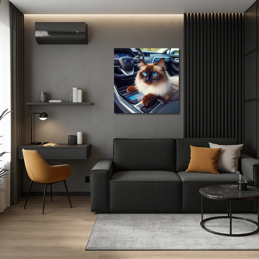 Burmese Cat in the Car of the Future: Futuristic Voyage