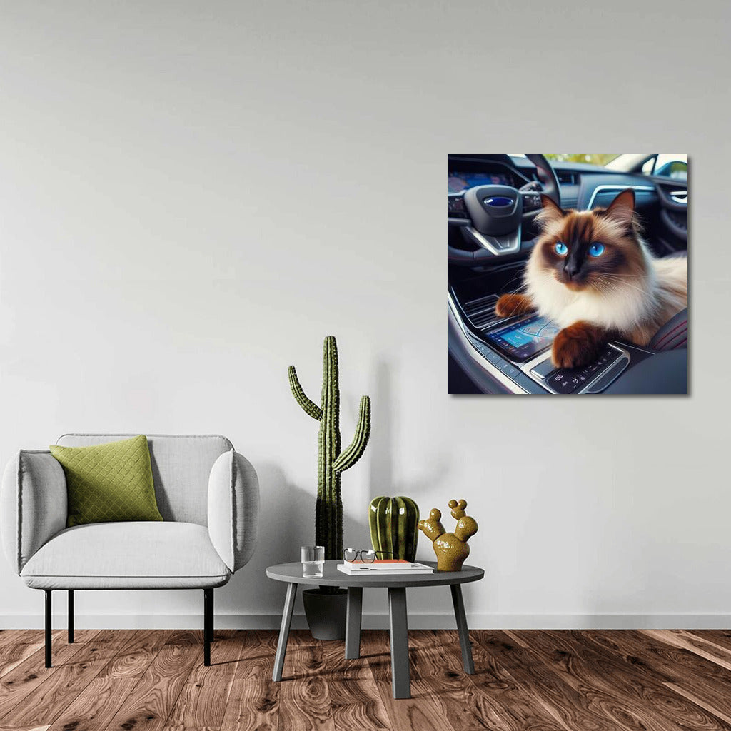 Burmese Cat in the Car of the Future: Futuristic Voyage