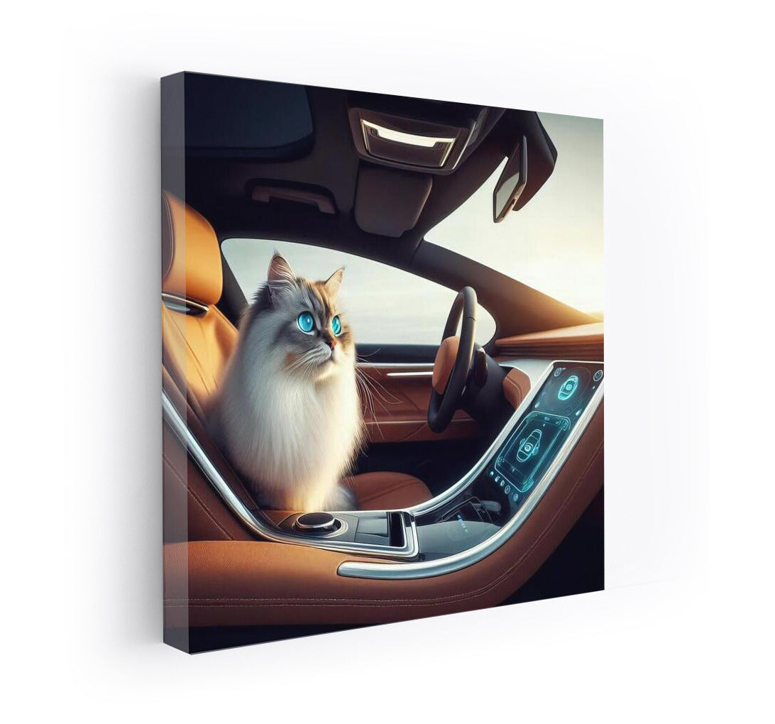 Burmese Cat Driving Futuristic Car: Grace and Style of the Future