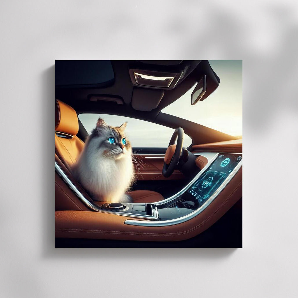 Burmese Cat Driving Futuristic Car: Grace and Style of the Future